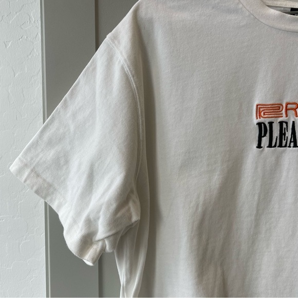 Pleasures Roland Heavyweight Embroidered Loho White TShirt Mens Large Streetwear - Picture 2 of 6